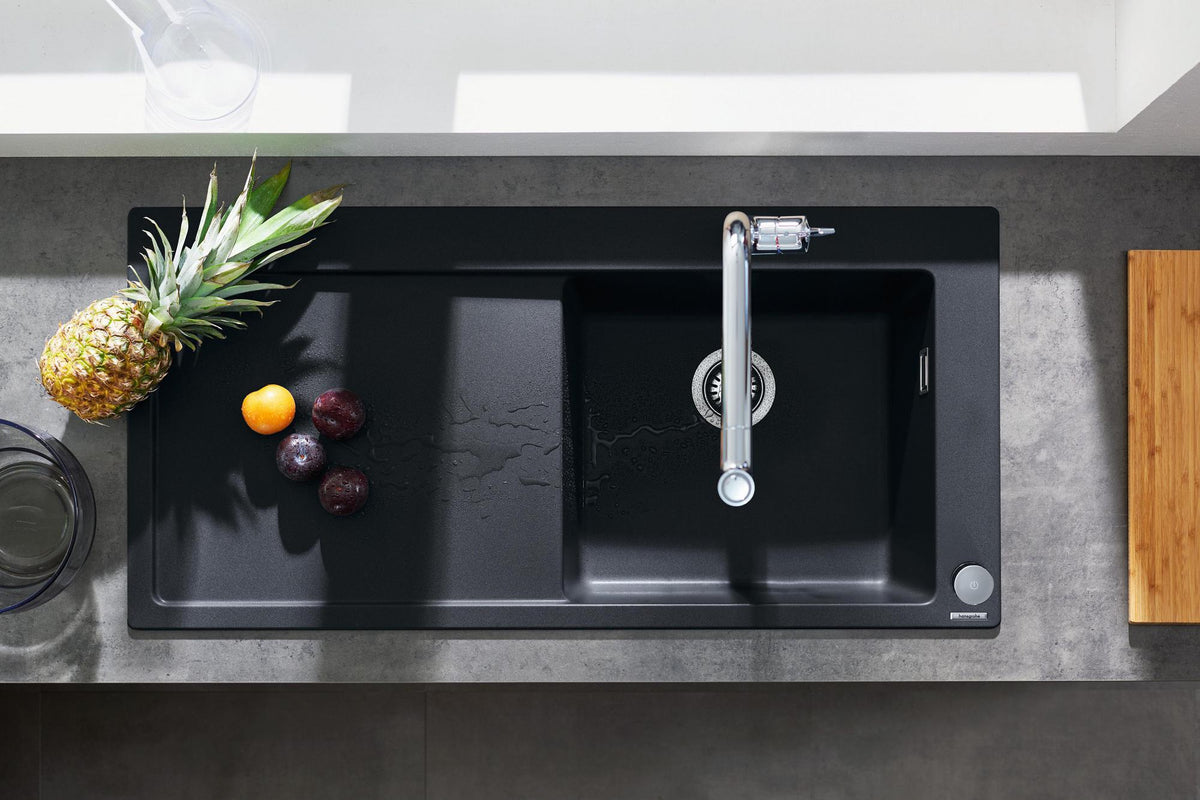 HANSGROHE Einbauspüle S51 370/370 SilicaTec Graphitschwarz Doppelbecken