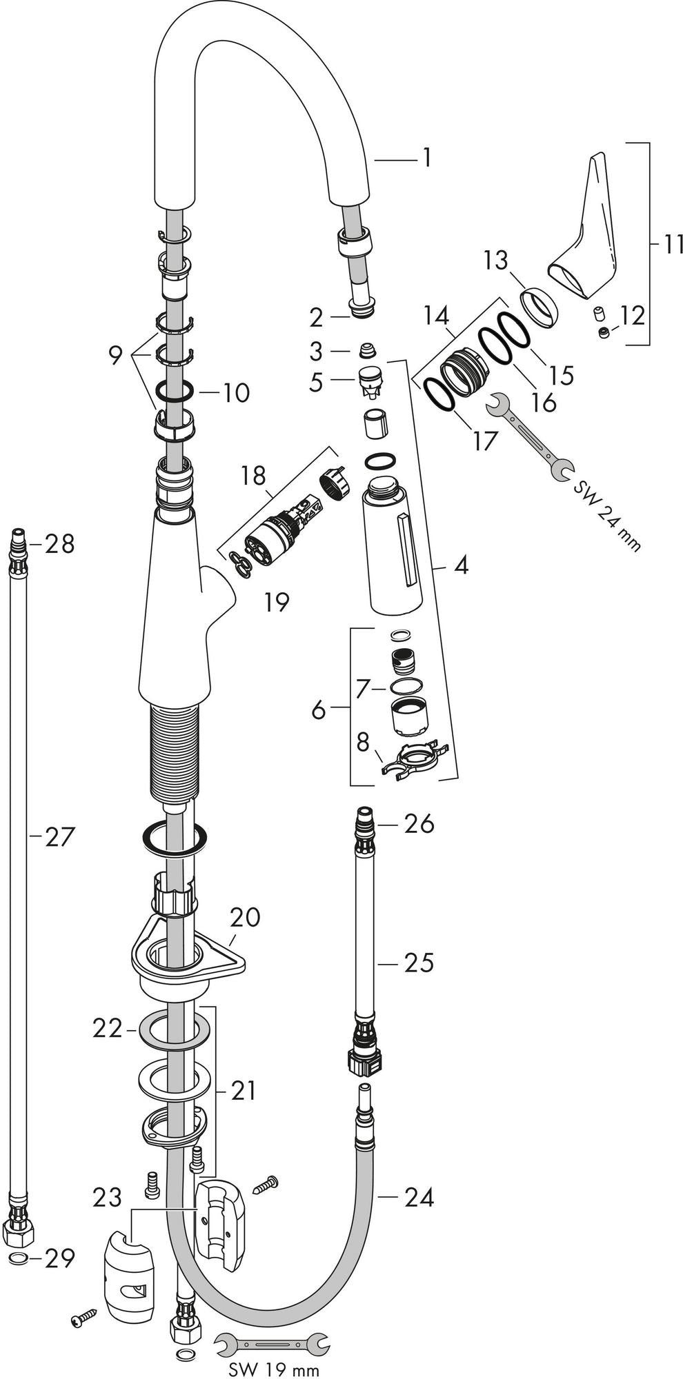 HANSGROHE Talis S 160 Einhebel-Küchenmischer mit Ausziehbrause, Chrom
