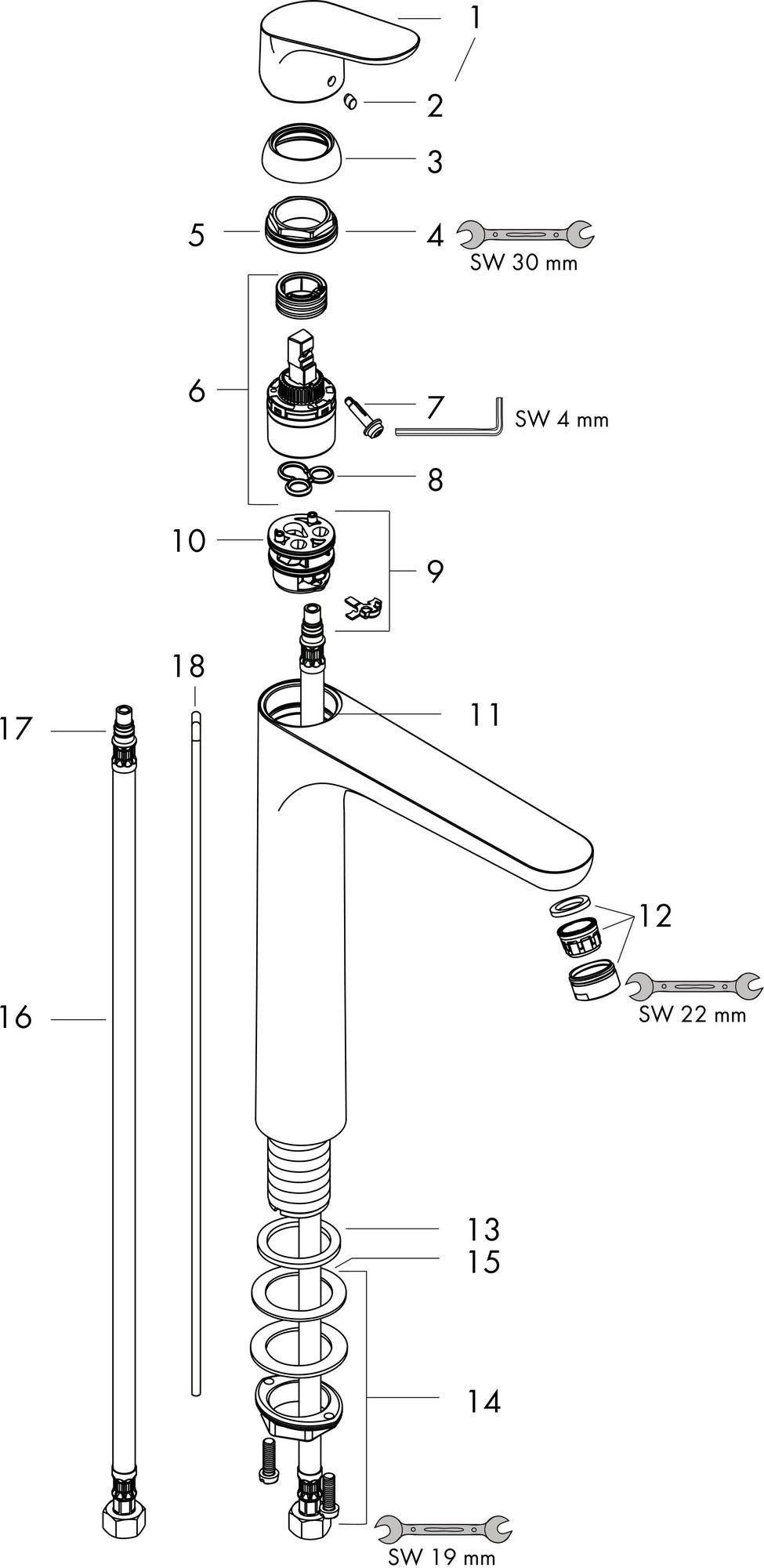 HANSGROHE Focus 230 Einhebel-Waschtischmischer mit Zugstangen-Ablaufgarnitur, chrom