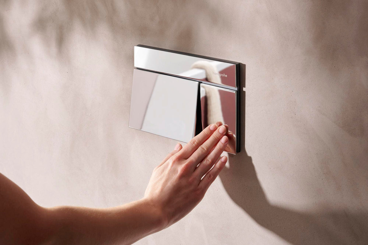 Hansgrohe iFrame Element E Betätigungsplatte mit 2-Mengen-Spülung, Metall, gebürstet