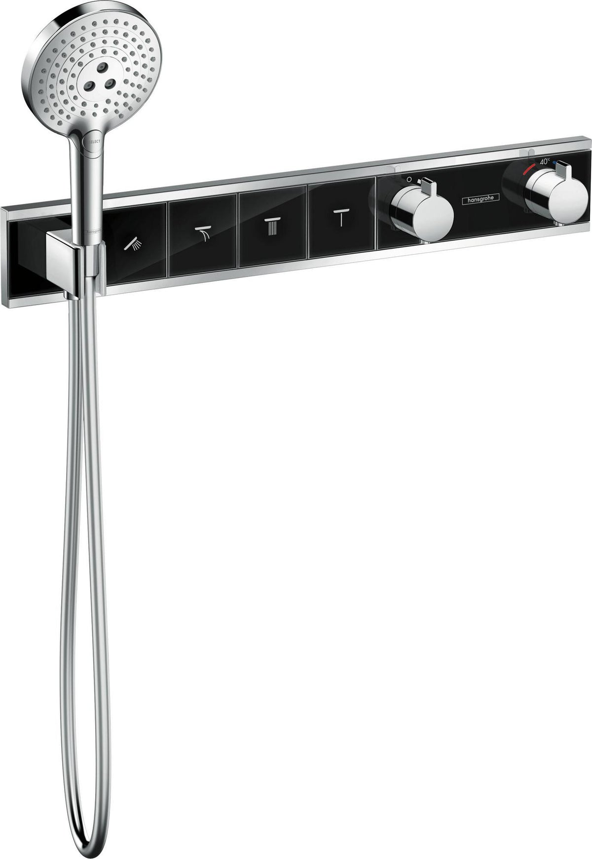 HANSGROHE RainSelect Fertigmontageset Thermostat mit Brausehalter für 4 Verbraucher, Chrom