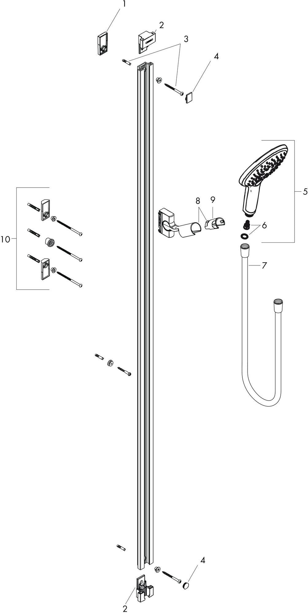 HANSGROHE Raindance Select S 150 3jet Brauseset mit Unica 900 mm Brausestange in Chrom