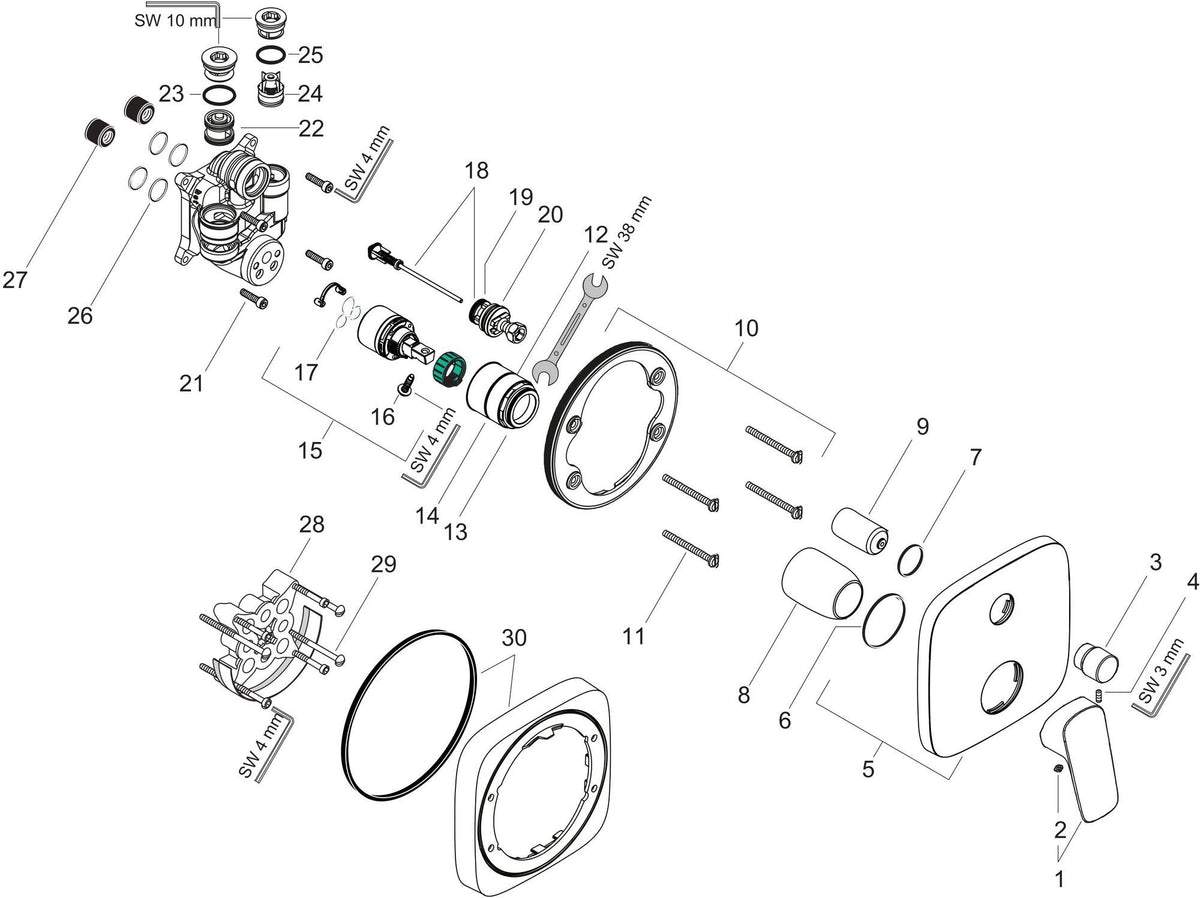 HANSGROHE LOGIS Einhebel-Wannenmischer DN 15 Unterputz Chrom – Fertigmontageset mit Umsteller