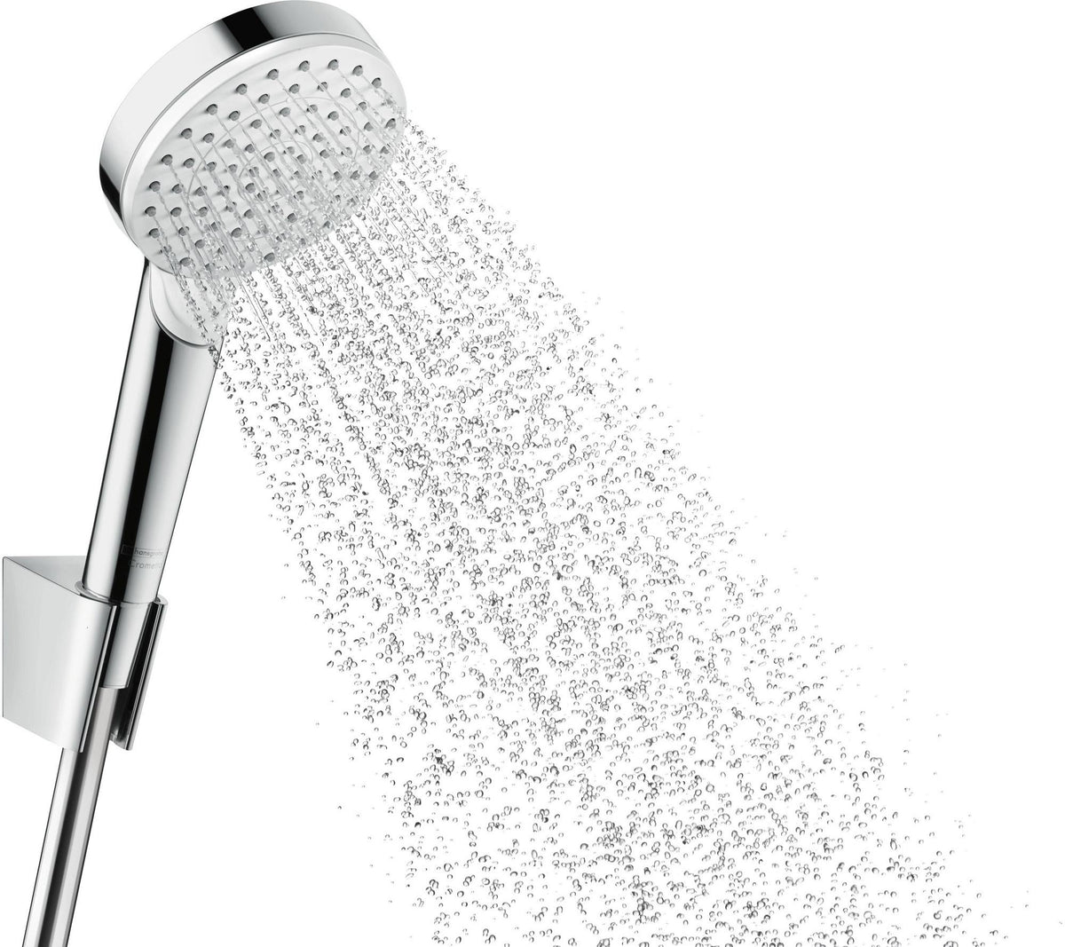 Hansgrohe Brauseset Crometta Vario Porter Set 1,25 m – 2 Strahlarten, EcoSmart 9 l/min, weiß/chrom