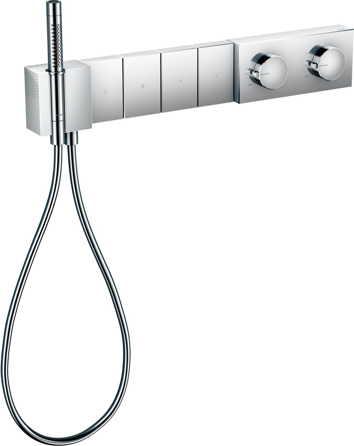 AXOR Edge Thermostatmodul Unterputz Select Fertigmontageset mit 4 Verbrauchern, Diamantschliff Chrom