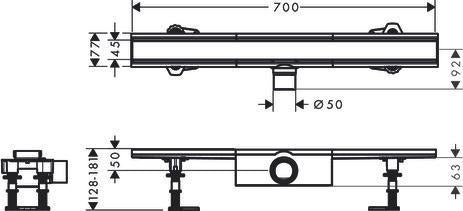 HANSGROHE RainDrain Compact Duschrinne 1200 mm Edelstahl Komplettset