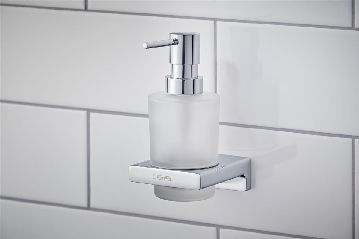 HANSGROHE AddStoris Lotionspender Wandmontage Chrom – 200 ml Flüssigseife, Mattglas
