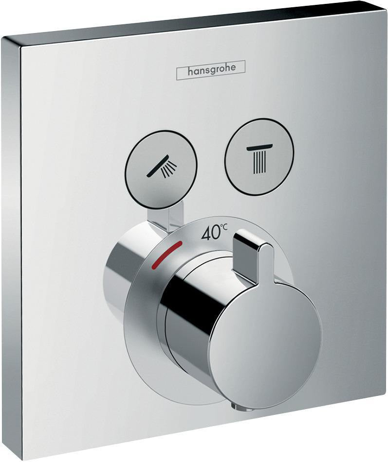 HANSGROHE ShowerSelect UP Thermostat für 2 Verbraucher – Chrom, Select-Button, thermostatische Regelung