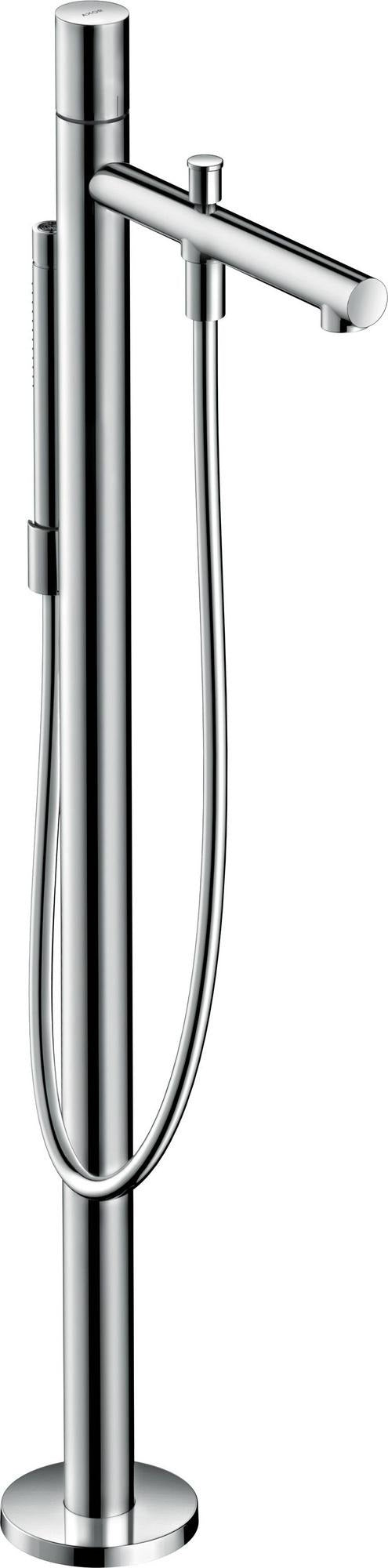 AXOR UNO Einhebel-Wannenmischer bodenstehend mit Zerogriff, Stabhandbrause und Brauseschlauch – Chrom