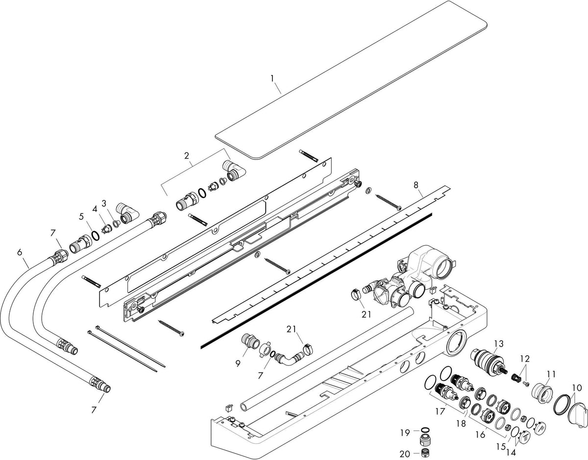 HANSGROHE ShowerTablet Select 700 Thermostat DN15 für 2 Verbraucher, CoolContact & Ablage