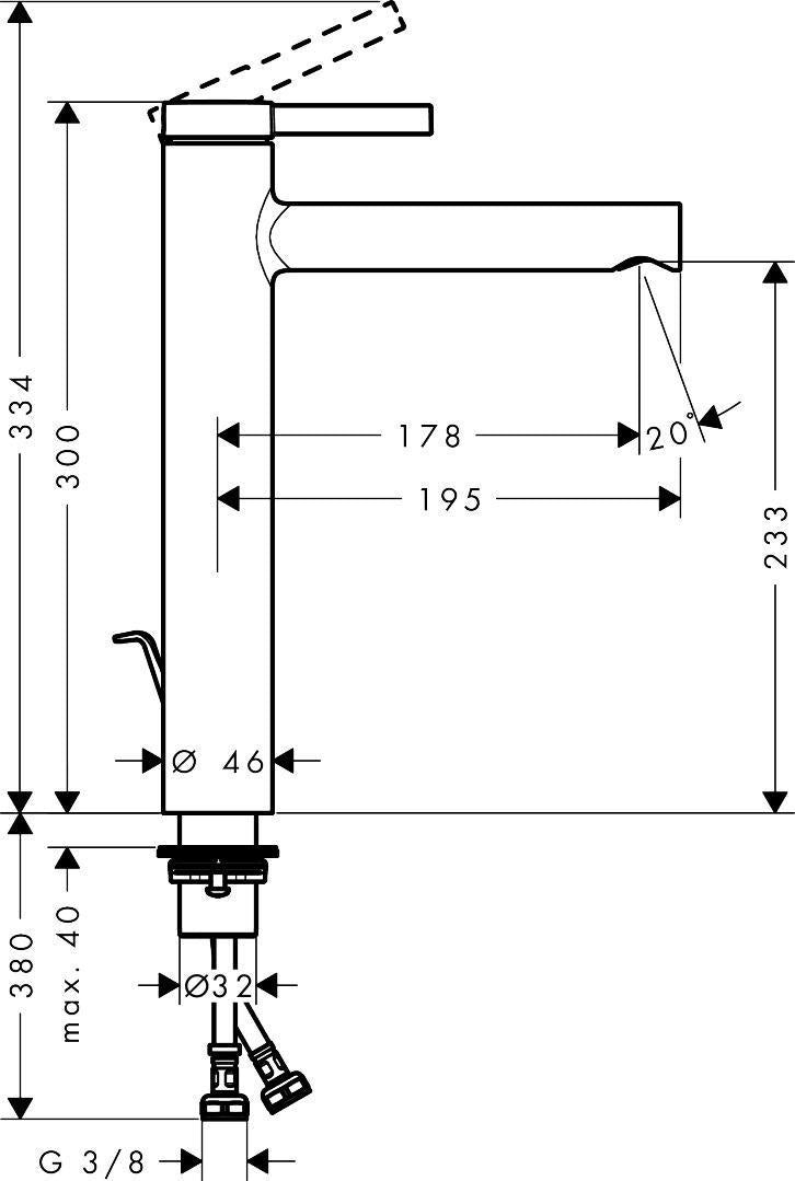 HANSGROHE Zesis S Waschtisch-Einhebelmischer 230 mm mattschwarz mit Zugstangen-Ablaufgarnitur
