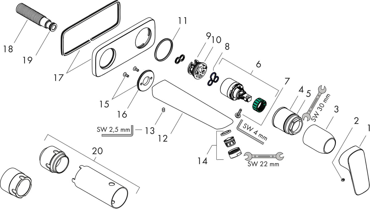 HANSGROHE Logis Einhebel-Waschtischmischer Unterputz DN 15 mit 195 mm Auslauf in Chrom