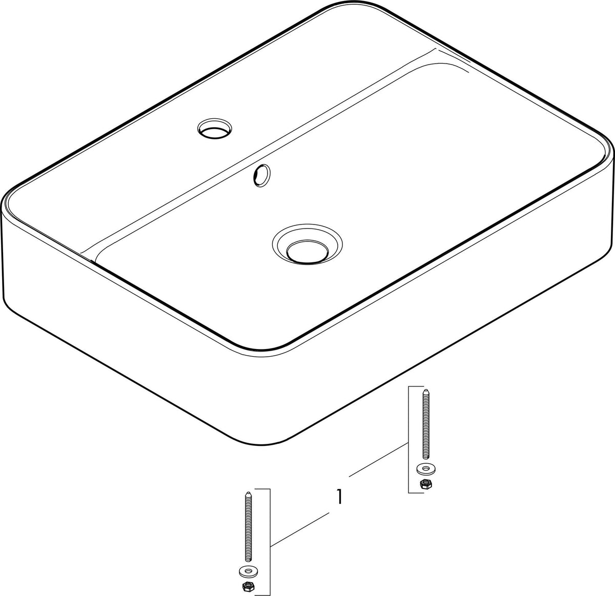 HANSGROHE Xuniva Q Aufsatzwaschtisch 600x450mm weiß mit Hahnloch und Überlauf
