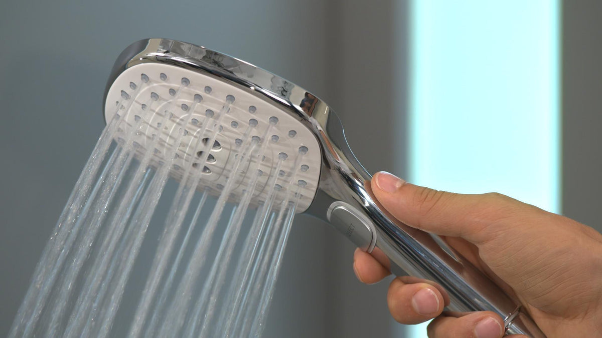 Handbrause RAINDANCE SELECT E 120 3jet von HANSGROHE – 3 Strahlarten, EcoSmart, QuickClean