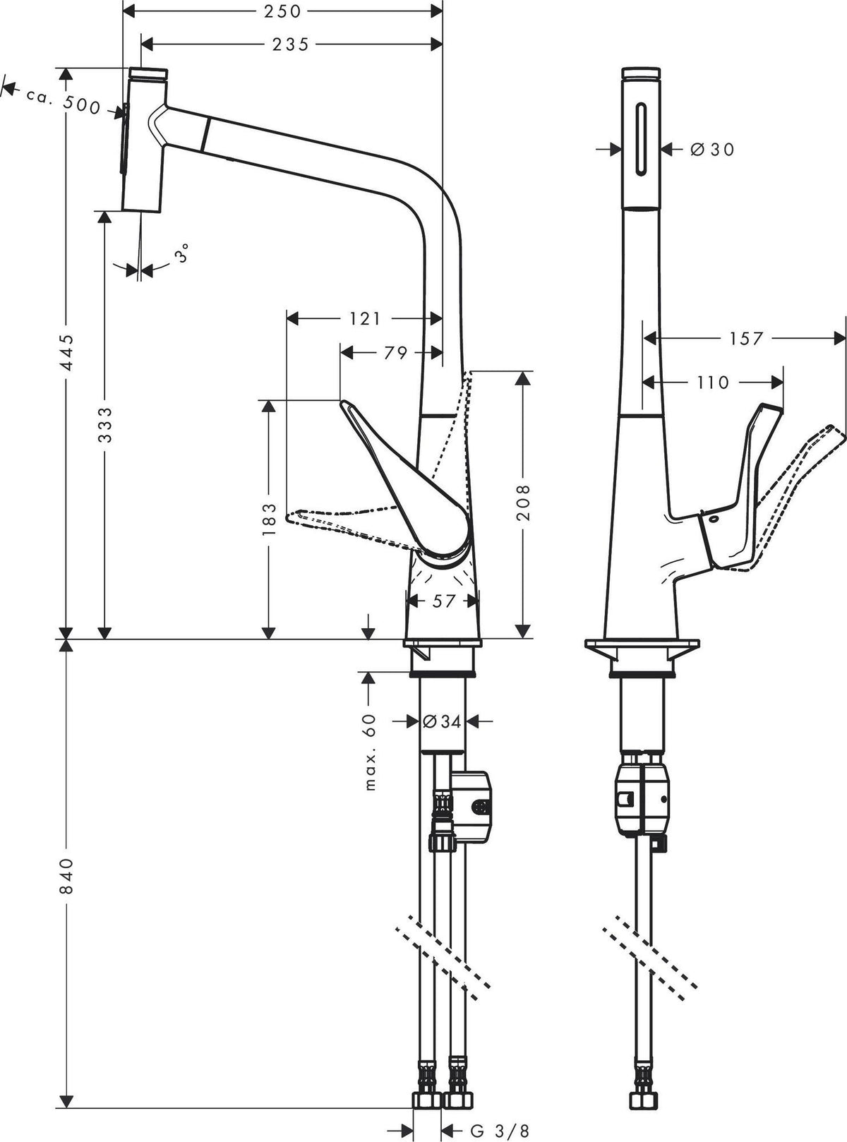 Hansgrohe HG Spültischmischer 320 Select 2jet Ausziehbrause M7110-H320 chrom