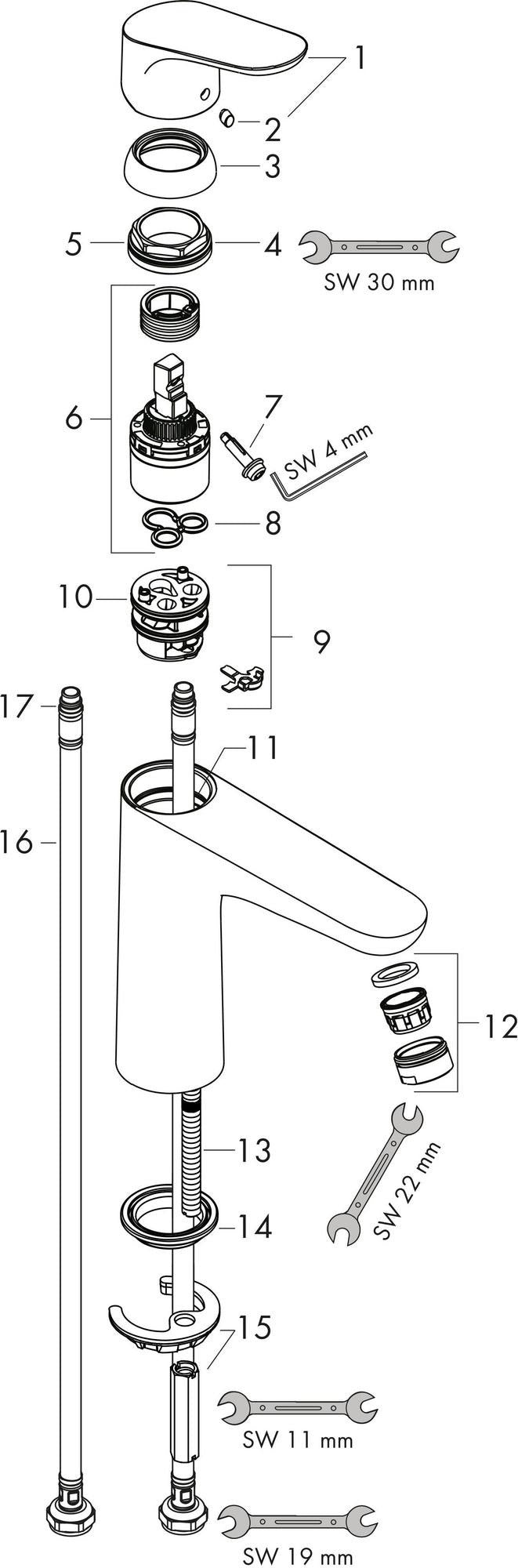 HANSGROHE Focus 100 LowFlow Einhebel-Waschtischmischer DN 15 mit Zugstange, chrom