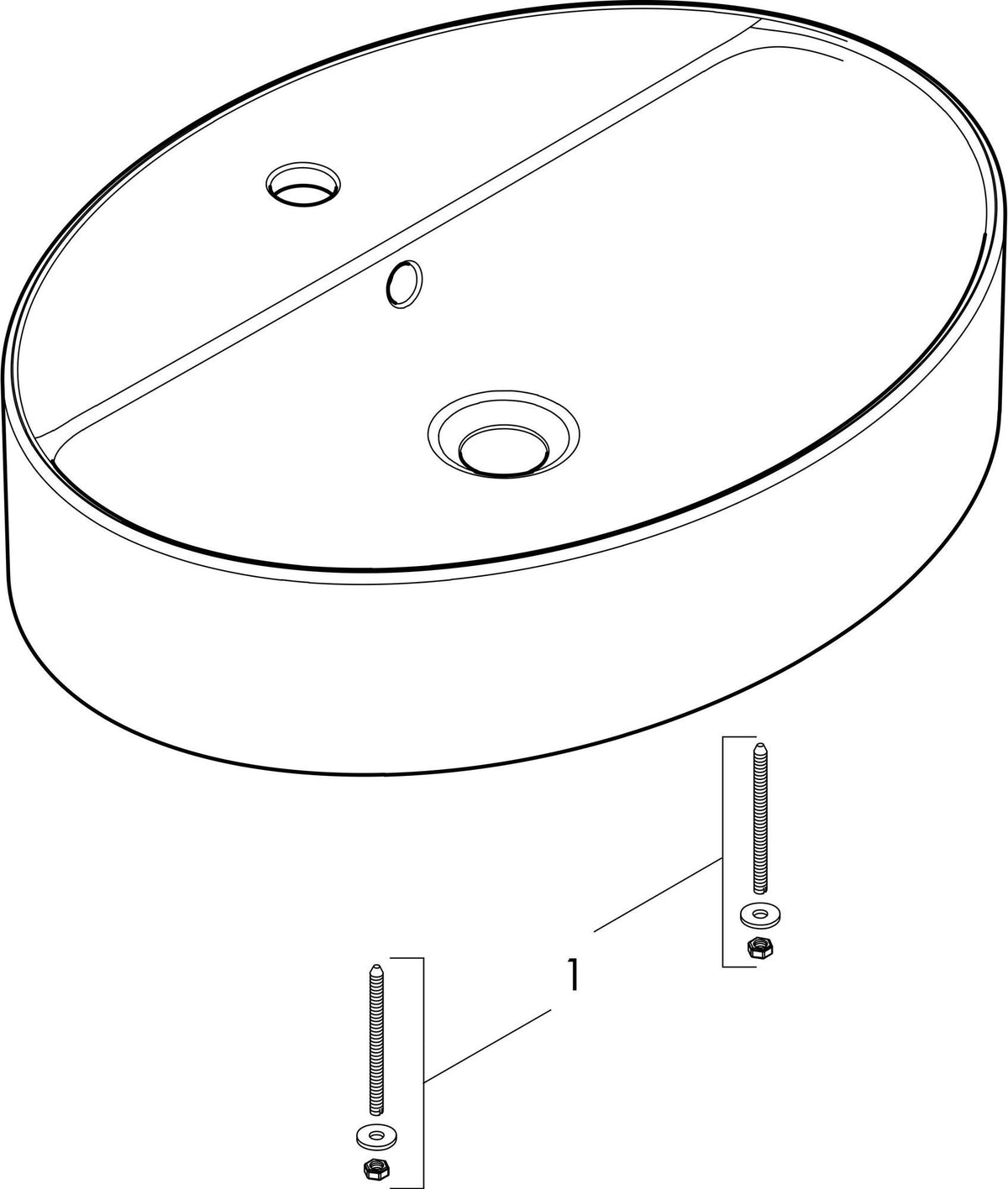 HANSGROHE Xuniva D Aufsatzwaschtisch 600x450mm mit Hahnloch und Überlauf in Weiß