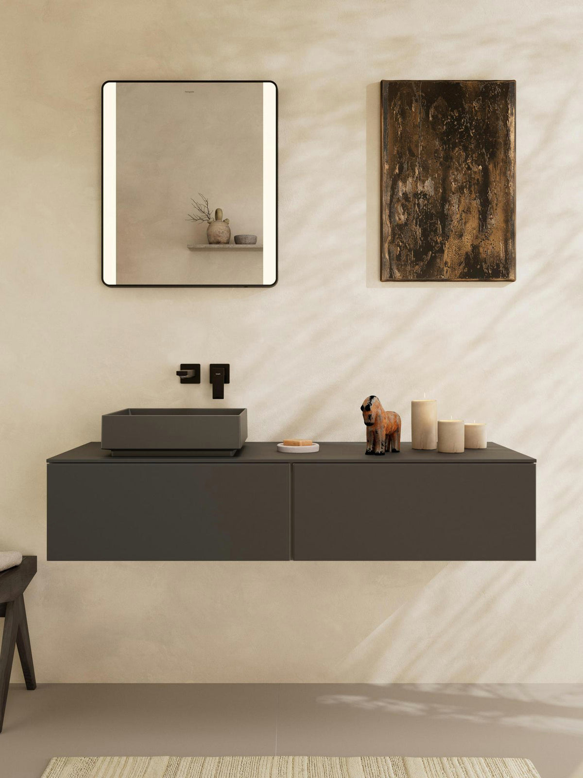 HANSGROHE Xevolos E Konsole 1370 mm mit Ausschnitt rechts – ohne Hahnloch, matt