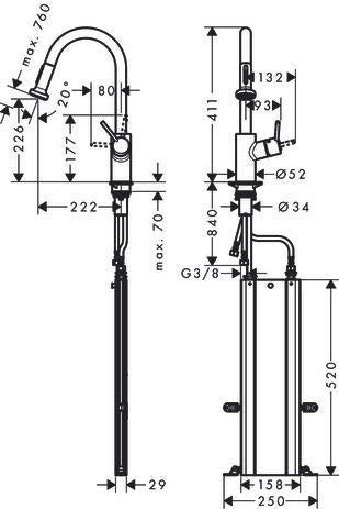 HANSGROHE TALIS S Küchenmischer 220 mit Ausziehbrause und sBox – chrom