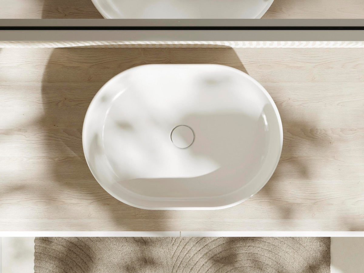 HANSGROHE Xelu Q Konsole 1360 mm weiß hochglanz mit 2 Ausschnitten ohne Hahnloch