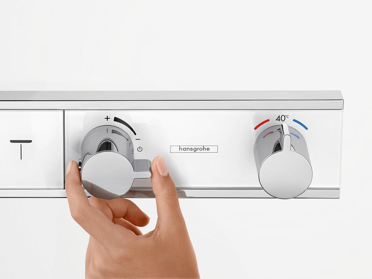 HANSGROHE RainSelect Fertigmontageset Thermostat mit Brausehalter für 4 Verbraucher, Chrom