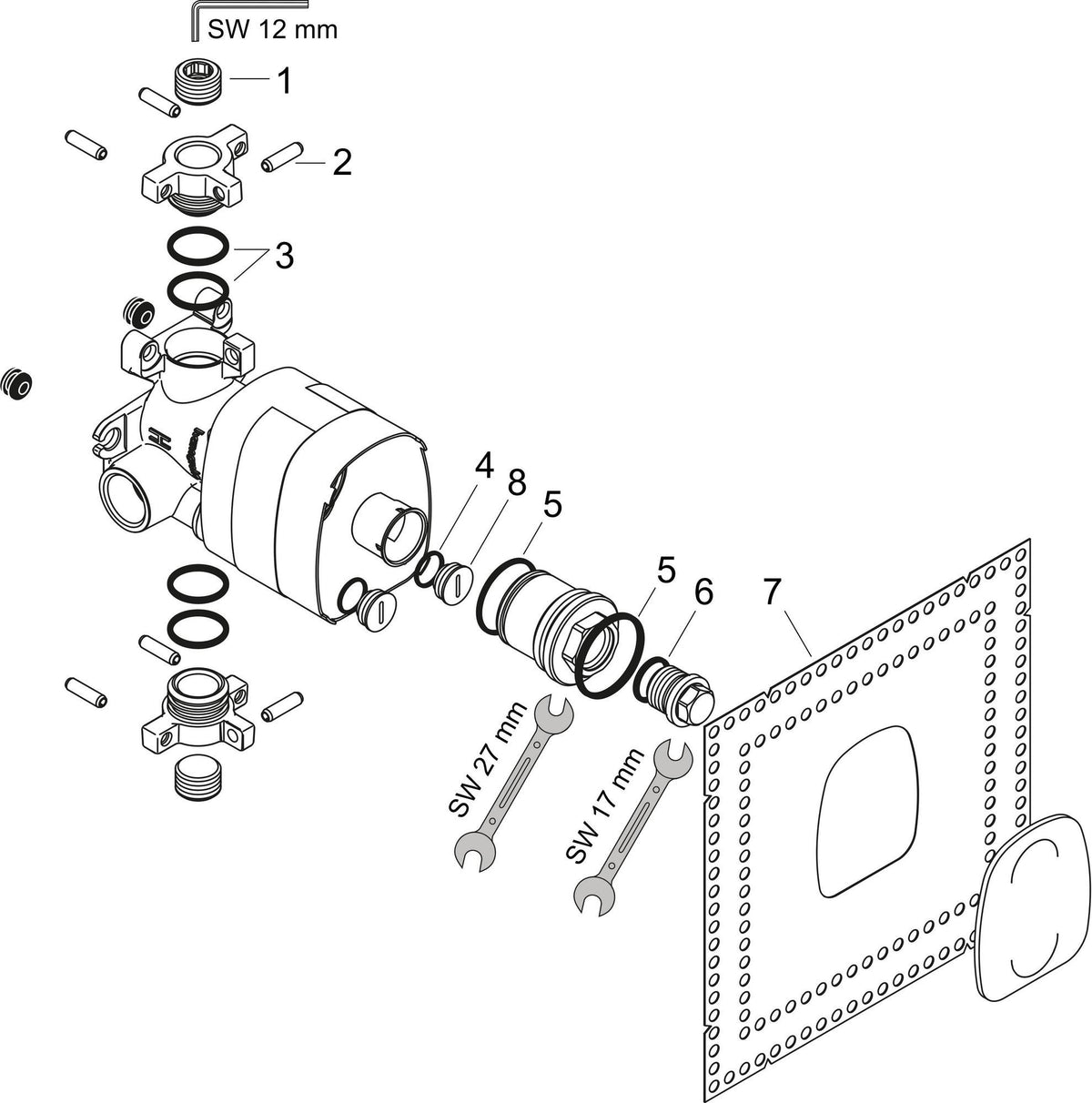 AXOR STARCK Grundkörper DN 20 12x12 – Thermostat-Einbaukörper für ShowerSolutions