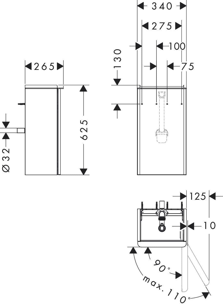 HANSGROHE Xelu Q Waschtischunterschrank 340 mm, Türanschlag rechts, weiß hochglanz – mit SoftClose