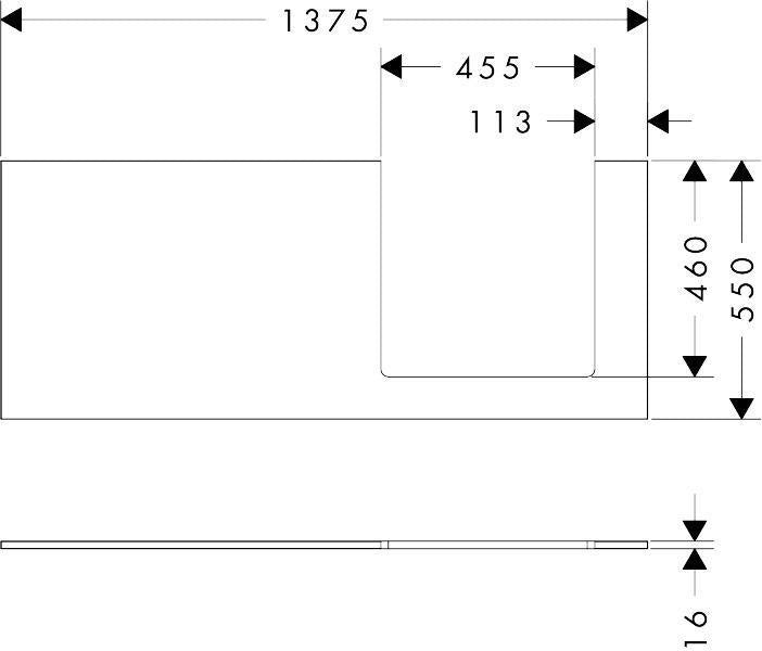 HANSGROHE Xilesa E Konsole 1375 mm Eiche mit Ausschnitt rechts für Aufsatzwaschtisch