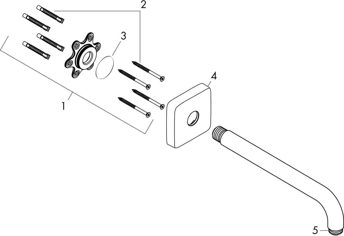 Hansgrohe Brausearm E DN 15 389 mm Chrom – Wandmontage mit Rosette