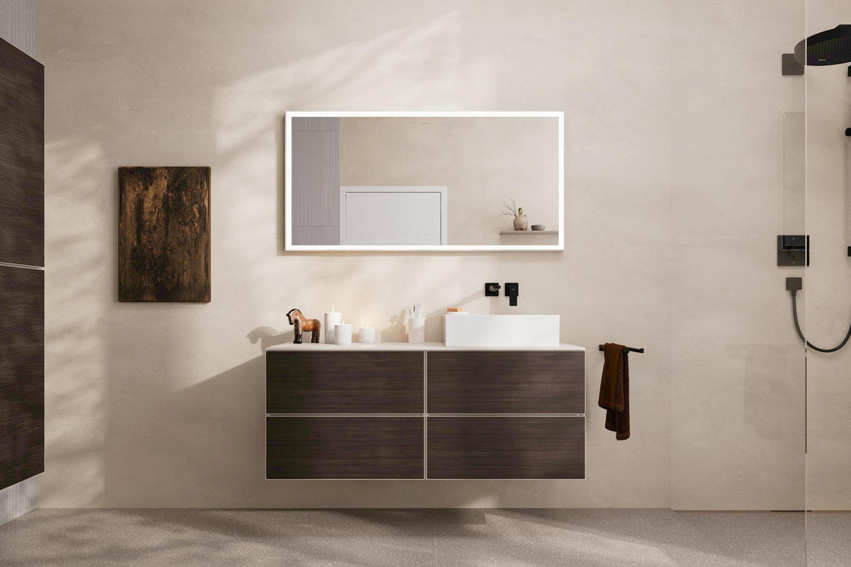 HANSGROHE Xarita E Wandspiegel 1200 mm mattweiß mit LED-Beleuchtung, SmartTouch und AntiFog