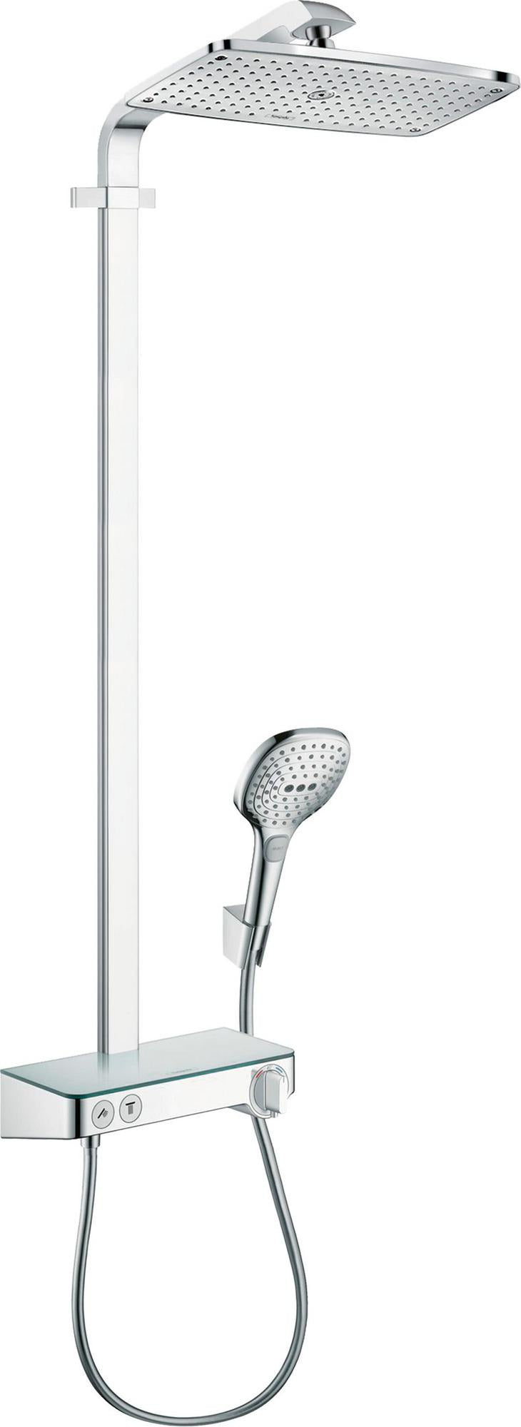 HANSGROHE Showerpipe Raindance Select E 360 ShowerTablet – Duschsystem mit Thermostat & Sicherheitsglas-Ablage