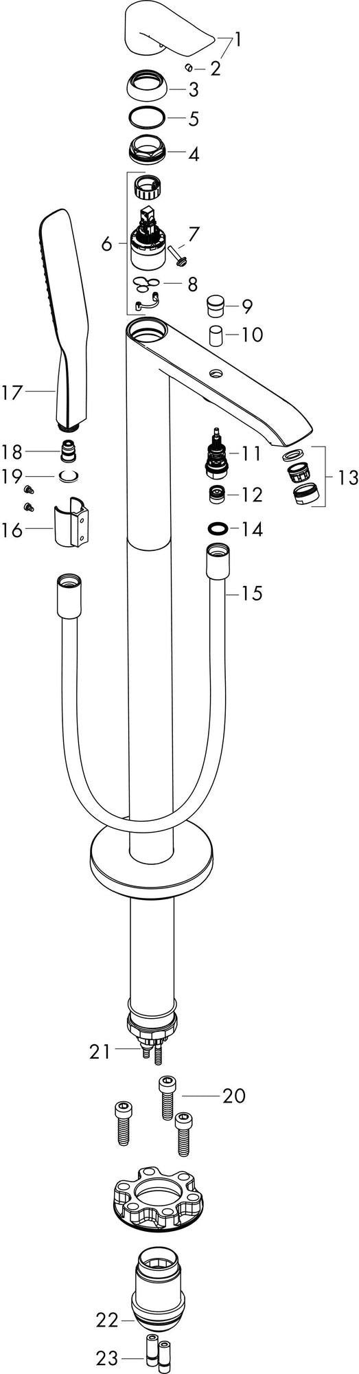 HANSGROHE Metris Einhebel-Wannenmischer bodenstehend DN15 chrom