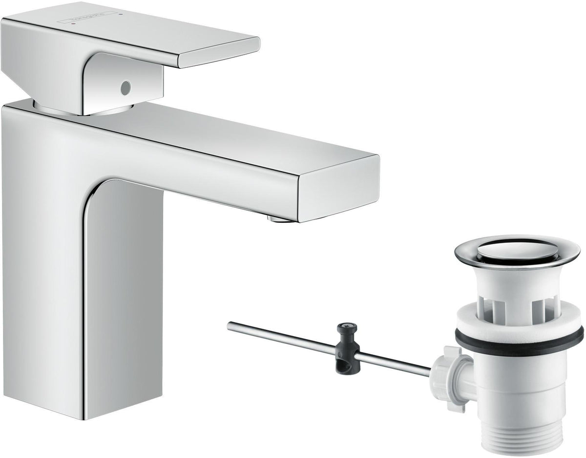 Hansgrohe VERNIS Shape 100 Einhebel-Waschtischmischer mit Zugstangen-Ablaufgarnitur, chrom