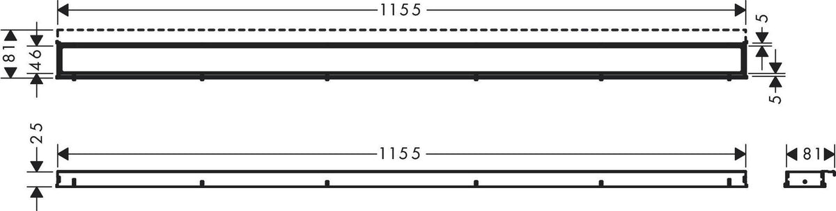HANSGROHE RainDrain Match Duschrinne 600 mm mattschwarz höhenverstellbar