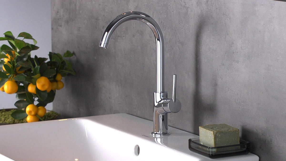 HANSGROHE Talis Einhebel-Waschtischmischer DN 15 mit schwenkbarem Auslauf und Push-Open Ablaufgarnitur, chrom