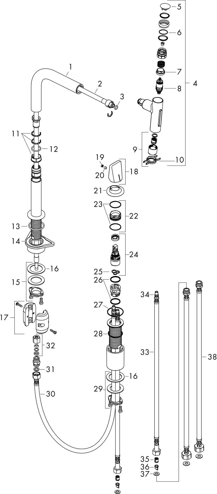 HANSGROHE Metris Select M71 Spültisch-Einhandmischer mit Ausziehbrause, Select-Technologie und ComfortZone 200 – Chrom