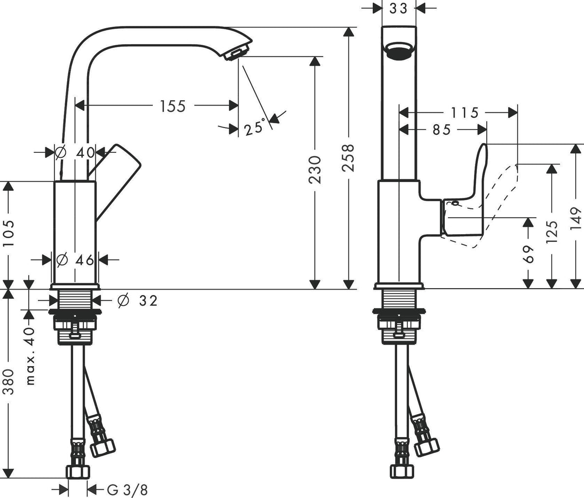 HANSGROHE Metris Einhebel-Waschtischmischer 230 DN 15 mit Schwenkauslauf, chrom