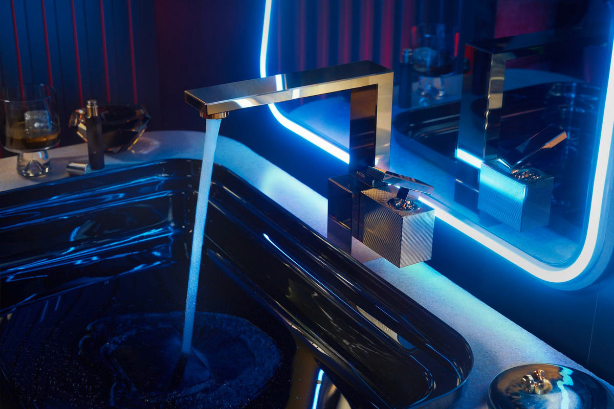 AXOR Edge Waschtischmischer 190 Diamantschliff chrom von Hansgrohe – Einhebelmischer mit Push-Open
