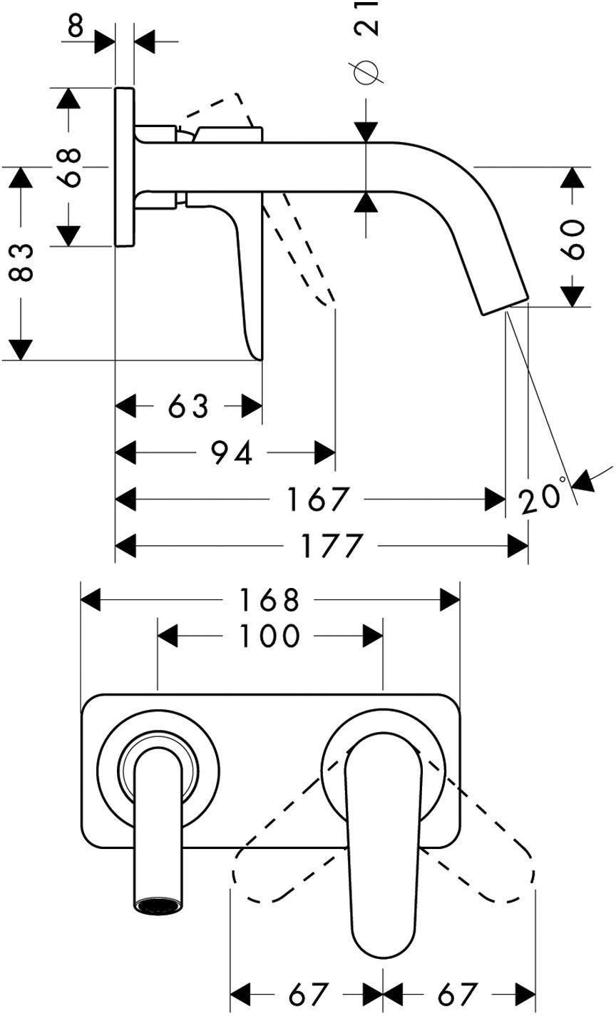 AXOR Citterio M Einhebel-Waschtischmischer Unterputz mit Platte, Chrom, 167 mm Auslauf
