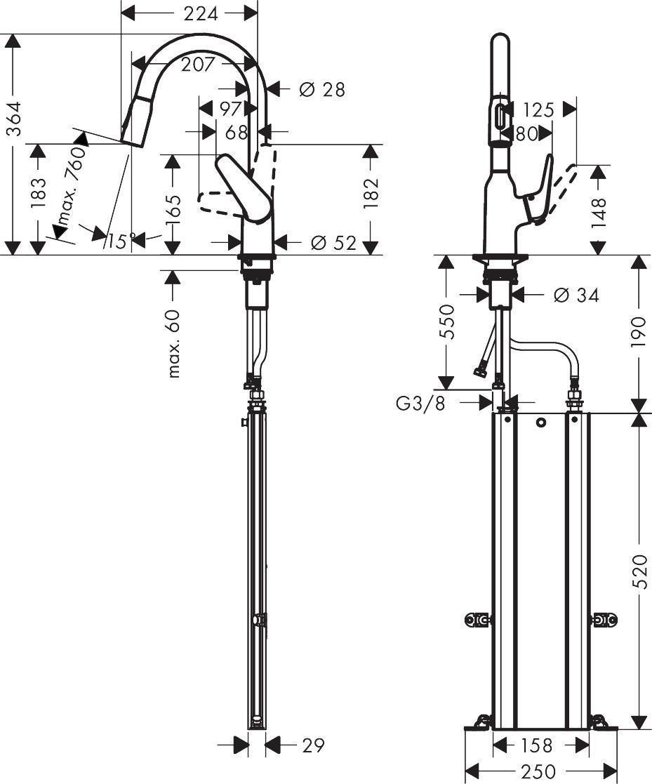 HANSGROHE HG Spültischmischer 180 mit sBox Ausziehbrause M4216-H180ST Edelstahl-Optik
