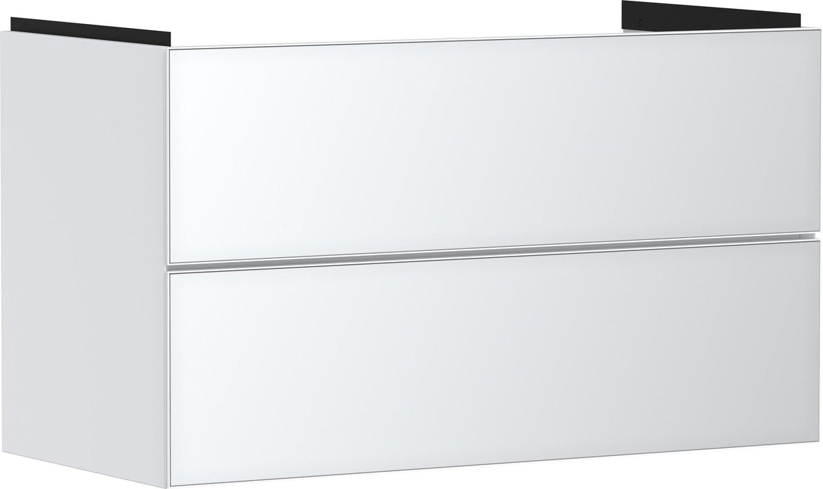 HANSGROHE Xevolos E Waschtischunterschrank 980 mm Eiche Dunkel Mattweiß mit PushOpen und SoftClose