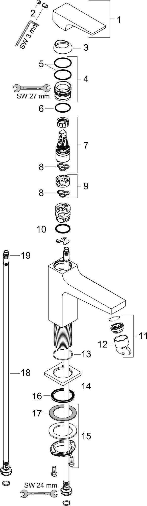 HANSGROHE Metropol 100 Waschtisch-Einhandhebelmischer DN15 chrom – ComfortZone, für Kaltwasser