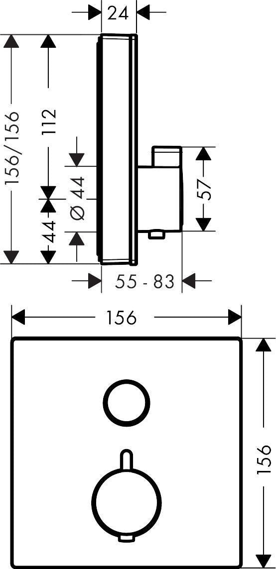 HANSGROHE ShowerSelect Glas Thermostat Unterputz für 1 Verbraucher weiß/chrom