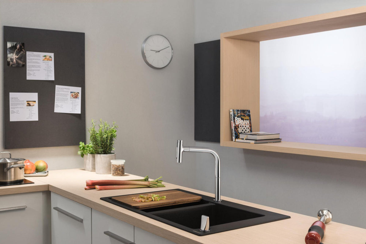 HANSGROHE Einbauspüle S51 370/370 SilicaTec Graphitschwarz Doppelbecken