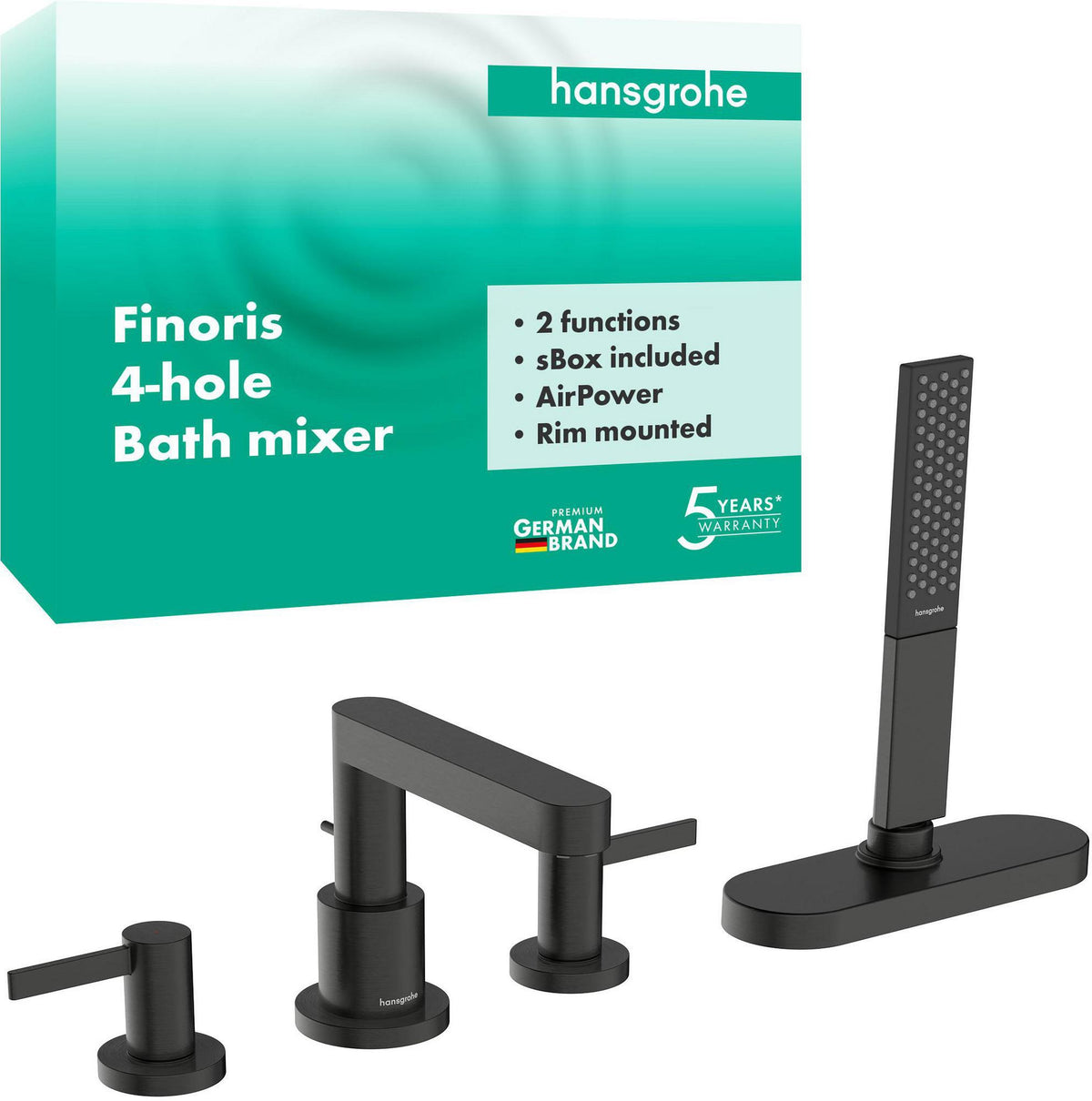 HANSGROHE Finoris Fertigmontageset 4-Loch-Wannenrandarmatur mit sBox in Chrom