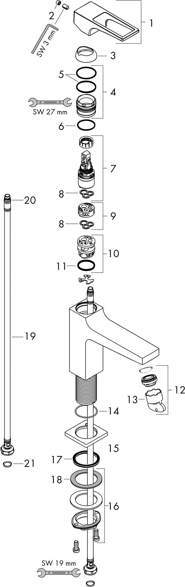 HANSGROHE Metropol 100 Einhebel-Waschtischmischer DN 15 mit Push-Open Ablaufgarnitur, chrom