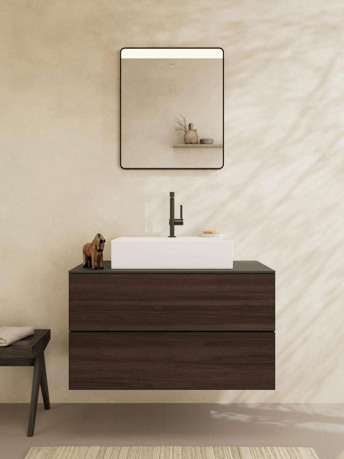 HANSGROHE Xevolos E Waschtischunterschrank 980 mm mattweiß/eiche dunkel grifflos PushOpen