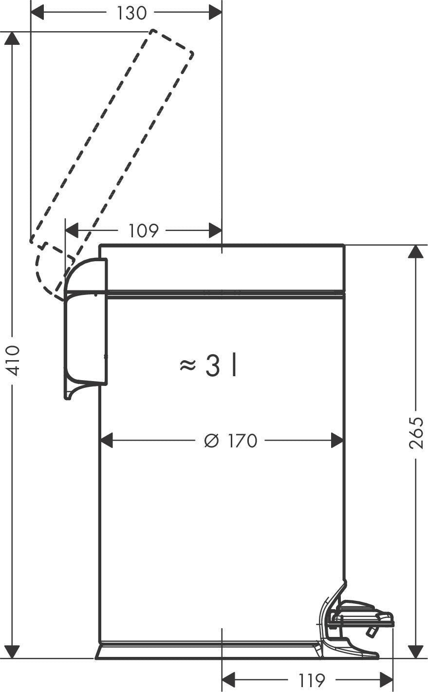 HANSGROHE HG Treteimer AddStoris 3 l – mit Softclose Funktion, chrom