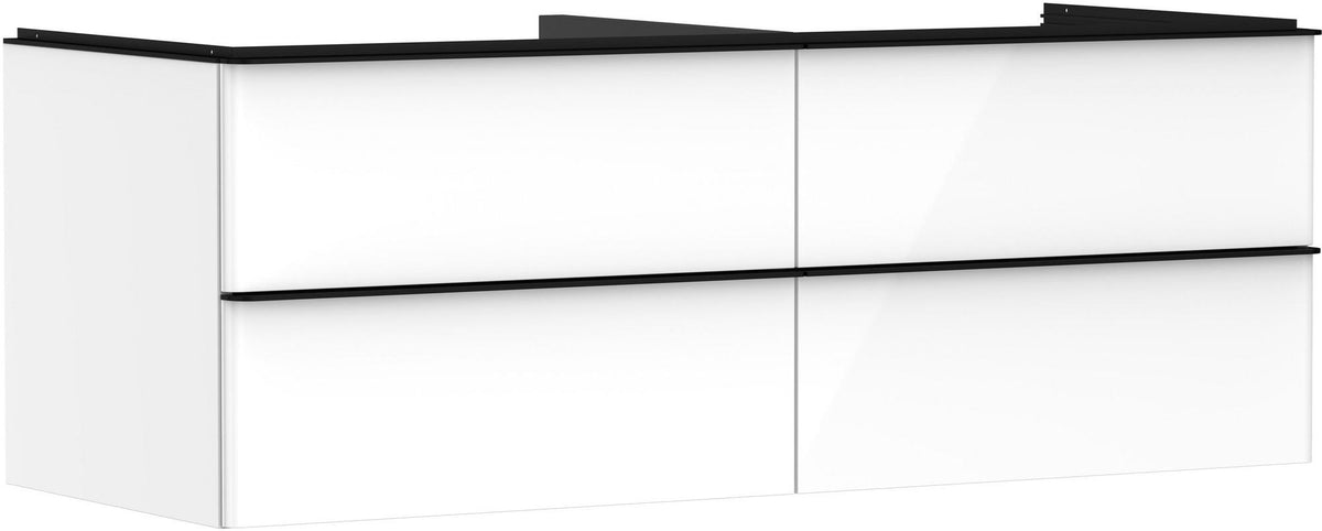 HANSGROHE Xelu Q Waschtischunterschrank 1360 mm weiß hochglanz, 4 Schubkästen, Griffleiste chrom