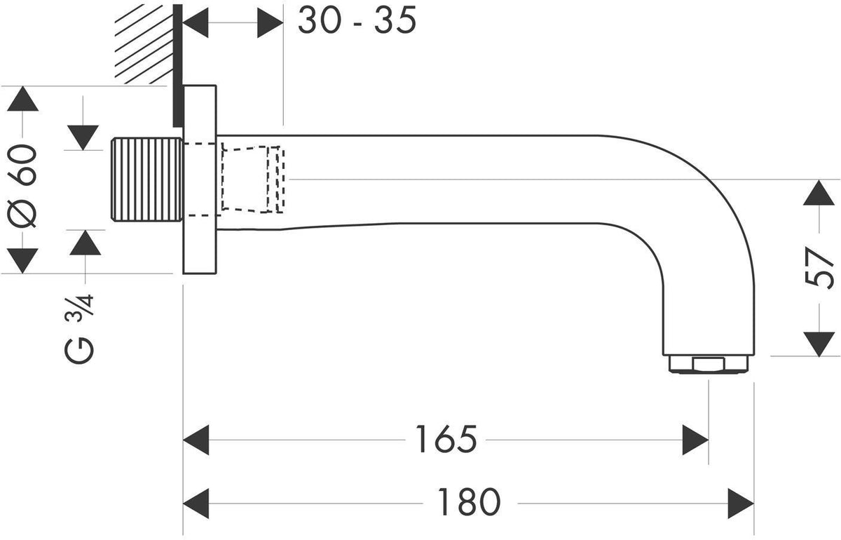 AXOR Citterio Wanneneinlauf DN 20, 165 mm Ausladung, Chrom – Wandmontage